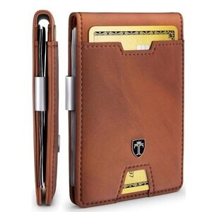 Money Clip Wallet RIO, Slim RFID Blocking Card Holder for Men-Light Brown